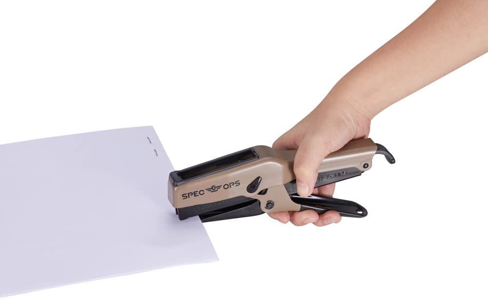 Spec Ops Tools Elite Duty Pince agrafeuse pour emballage, couronne 7/16, agrafes de longueur de jambe 0,6 cm – 9,5 mm, 3% données aux vétérans, noir/marron clair