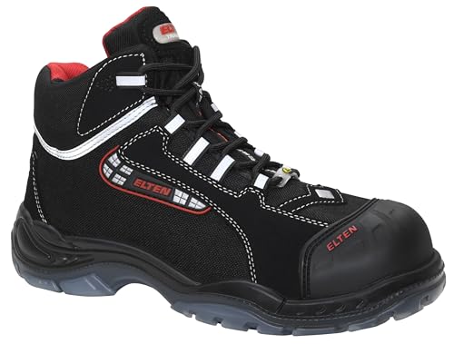ELTEN Sicherheitsschuhe Sander Pro ESD S3S, Damen und Herren, Textil, Kunststoffkappe (Leichter als Stahlkappe), leicht, sportlich 43, Schwarz-Rot