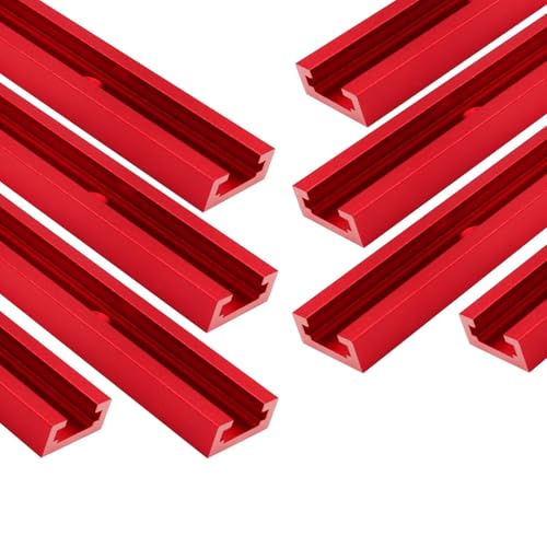 Seekliny 8Pack 12' T-Track for Woodworking Red Double-Cut, 12 inch Universal Aluminum T Tracks Red