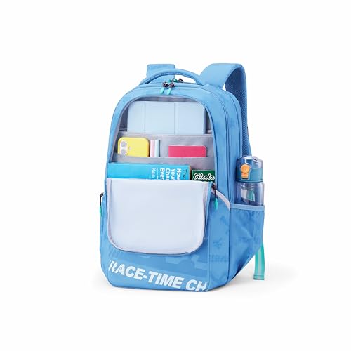 Image of American Tourister Uni-Teen | 32 Ltrs | 3 Compartments | Bottle Pocket | Ergonomic Padded Back Panel & Shoulder Straps | Secondary School Backpack | 1 Year International Warranty | Elemental Blue