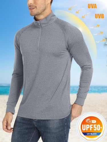 Image of MAGCOMSEN Men's Quarter Zip Pullover Long Sleeve Sweatshirts Fleece Lined Golf Pullover Thermal Gym Workout Tops