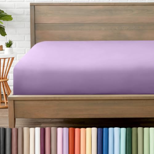 Bare Home Twin Fitted Sheet - 1800 Ultra-Soft (Twin, Lavender)