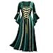 Darringls Robe médiévale pour femme Renaissance Gothique Rétro Robe de Fête Cosplay Robe à Manches Longues au sol Vêtements d'Halloween