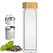 Produktbild amapodo Teeflasche to go mit Sieb - Thermosflasche Glas doppelwandig für Tee - Tea Thermo Bottle 400ml - Deckel Bambus