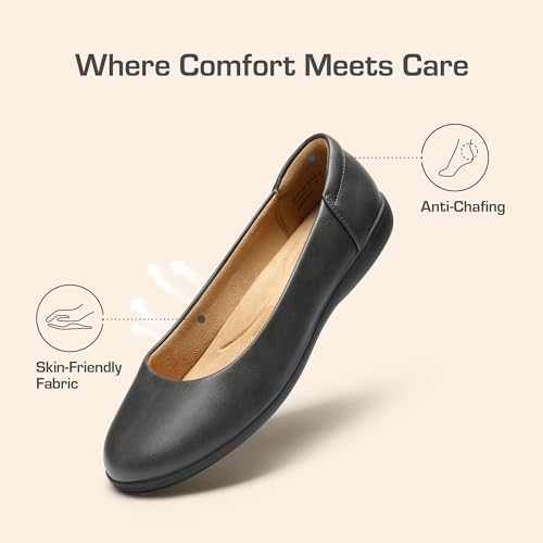 Image of DREAM PAIRS Women's Comfortable Ballet Dressy Work Flats, Round Toe Slip on Office Shoes