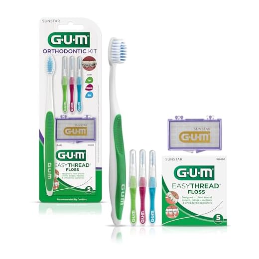 GUM Orthodontic Kit - Orthodontic Toothbrush, 3 Proxabrush Sizes, EasyThread Floss, and Mint Ortho Wax