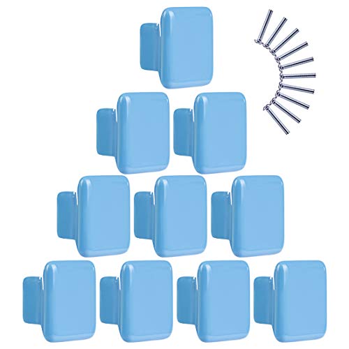 Batop 10Pcs Möbelknöpfe Kinderzimmer, Quadratisch Blau Kinder Möbelgriff Möbelknöpfe Schrankgriffe Türknöpfe Schrankknöpfe Griff Knopf, 35x35x22mm thumbnail