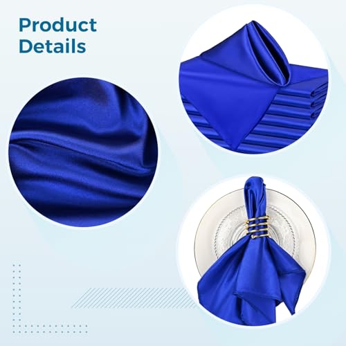 Serviettes en satin bleu roi 30,5x30,5 cm linge table mariage