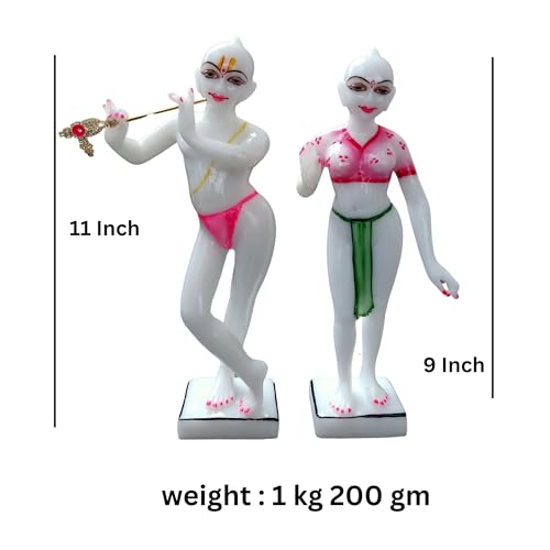 Image of Radha Krishna Idol for Temples Decorative Showpieces for Home Decor, Marble Iskon Radha Krishna Murti for Pooja