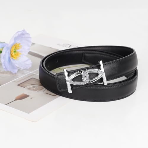 Image of Women's Leather Belt with Buckle - Ideal for Dresses, Jeans, and Coats