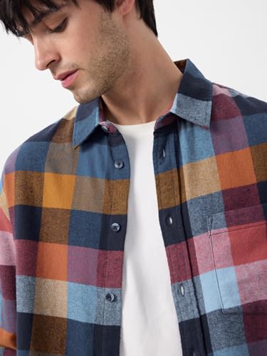 Image of The Souled Store Plaid: Spectrum Men and Boys Long Sleeves Collared Neck Button Front Regular Fit Cotton Shirts