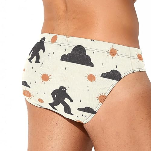Bigfoot Rain Clouds Suns Mens Swim Briefs Bikini Sexy Low Rise Trunks Swimsuit Bathing Suit Beach3
