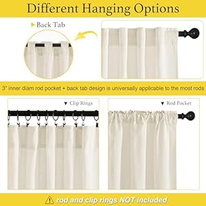 NICETOWN Linen Kitchen Curtains 30 Inch Tier Curtains Farmhouse Cafe Curtains Light Filtering Small Window Curtains Rod Pocket Back Tab Bathroom Laundry Room 2 Panels Natural 34 W x 30 L