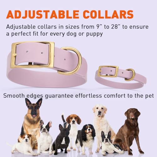 Image of Viper Biothane Heavy Duty Waterproof Dog Collar Strong Coated Nylon Webbing w /Solid Brass Hardware Odor-Proof Easy to Clean High Performance Fits Small Medium or Large Dogs, Pastel Purple