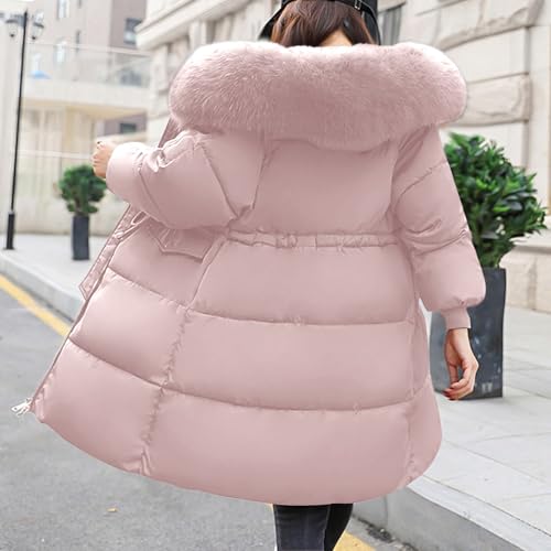 Angxiwan frauenmantel kapseln Wintermantel Winterjacke Lang Puffer Jacke Warm Gefüttert Winterparka Winter Mantel Parka Steppmantel Reißverschluss Daunenmantel mit Kapuze daunenjacke damen