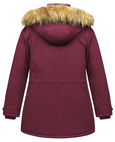 CREATMO US Women's Plus Size Winter Coat Waterproof Long Puffer Jacket Warm Military Thicken Parka with Fur Hood2