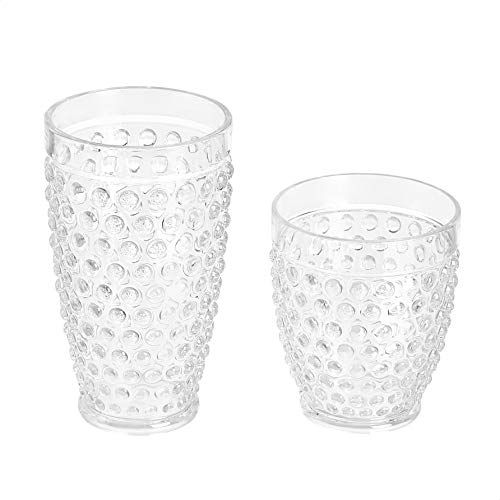 Amazon Basics 12-Piece Tritan Plastic Drinkware Set - Hobnail Highball And Double Old Fashioned, 6-Pieces Each, 18Oz./13Oz. #TOP2