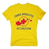 Herren T-Shirt - Zombie Apokalypse Rettungsteam - von Shirt Department, S, gelb-rot