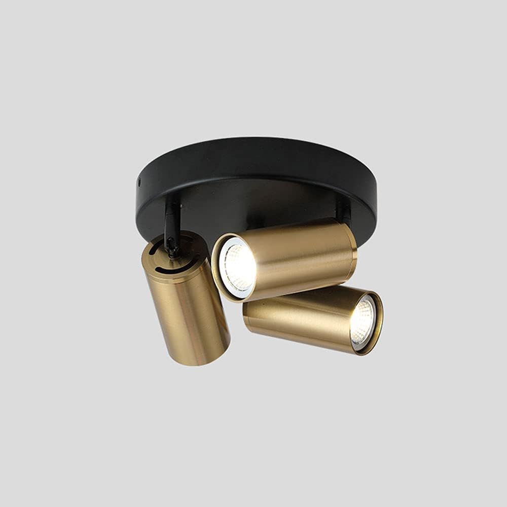 Spotlight，Modern Ceiling Spotlight, Directional Ceiling Mount Light Fixture, Adjustable 3 Head Accent Spot Light, Corridor Gallery Round Ceiling Spotlights, Gu10 Fixed Track Lighting/Gold