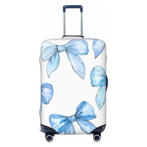 Blue Bow Elastic Travel Luggage Cover, Washable Spandex Suitcase Protector, Anti-Scratch Fits 18-32 Inch