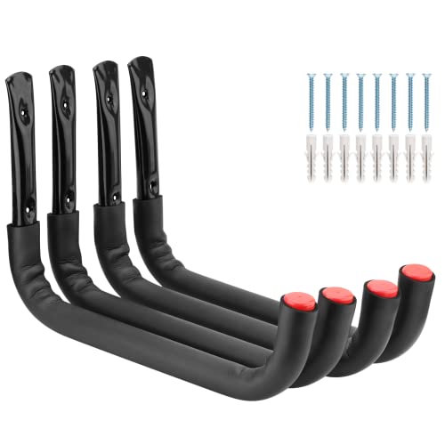 PiPaFox Ganchos de almacenamiento para garaje, cada estante pesado para kayak con capacidad de carga de 45 kg, gancho de pared para canoa, escalera, sillas plegables, tabla de surf (27 cm x 39 cm)