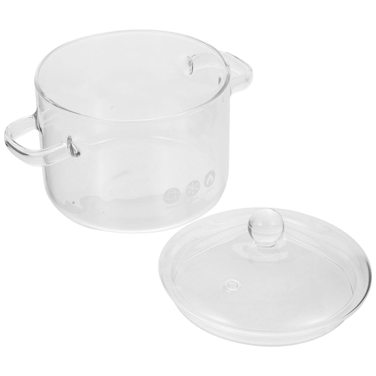 NUOBESTY Hitzebeständiger Glas Schmortopf mit Doppeltem Griff für Haushalt Induktionsgeeignet Leicht zu Reinigen zum Kochen von Nudeln und Suppe