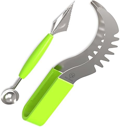 Watermelon Slicer Corer/Watermelon Cutter & Server cantaloupe cutter melon slicer Stainless Steel with Melon Baller and Fruit Carving Knife (As Seen on TV)