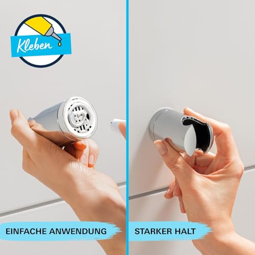 GROHE Vitalio, Standard Duschkopfhalter, ohne Bohren (für alle Standard Handbrausen geeignet, zum Kleben oder Bohren, inkl Schrauben & Dübel, ohne Kleber, belastbar bis zu 20kg), schwarz, 279582430