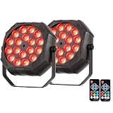 Starlitflow 2PCS RGB Mini Par LED Batteria 3000mAh Ricaricabile, 27W Luci da Palco con Telecomando, 4-6h Autonomia, Attivazione Sonora Luce Feste per Bar DJ Discoteca Matrimonio Halloween Natale