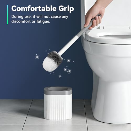 image for EZKEY Toilet Brush, 3 Pack Toilet Brush and Holder Set with Nylon Bris