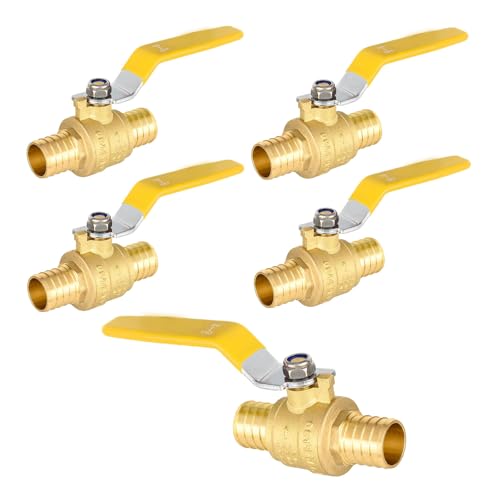 5PC HeSun 1 Inch Brass Crimp PEX Ball Valve 1/4 Turn Shut-off Valve