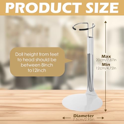 Image of Yaocom 12 Pcs Action Figure Stand Action Figure Display Holder with Expandable Waist Wire for 8 to 12 Model Bear Display Rack (White, Silver)