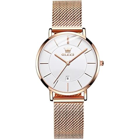 OLEVS Rose Gold Ultra Thin Women's Watch Cover