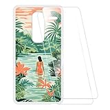 ESACMOT Bedruckte Hülle + 2 Glas Schutzfolie Kompatibel mit LG Zero, Stoßfeste Weiche Cover & HD Klare Tempered Glass Folie (Schwimmende)