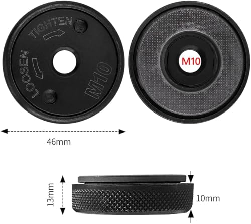 Bestgle 2 Stück M10 Schnellspannmutter, Spannmutter für alle Winkelschleifer von AEG, Black & Decker, Dewalt, Flex, Hitachi, Metabo, Makita etc, Schwarz
