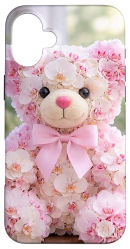 �ƂĂ����킢���s���N�̗��̃e�f�B�x�A�f�U�C�� 2�̌`�̃}�j�A �X�}�z�P�[�X iPhone 16 Plus �p