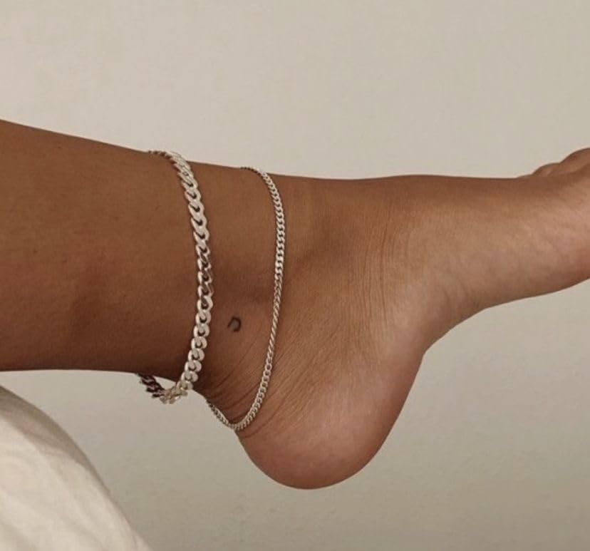 Image of Waterproof Ankle Bracelets for Women Gold Anklets Non Tarnish Pearl /Figaro /Cuban /Snake Chain Anklet Adjustable Anklets for Womens Summer Beach Anklet Foot Jewelry for Women Gift