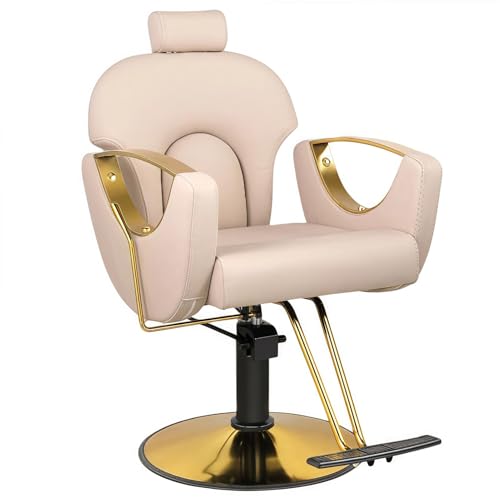 Silla profesional reclinable con bomba hidráulica, altura ajustable, giro de 360°, multifunción para servicios de peinado y champú