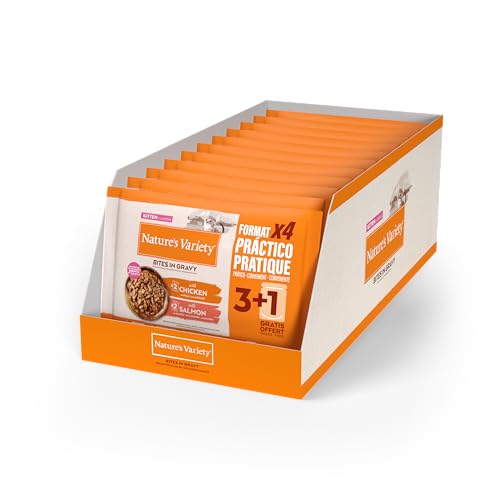 Nature's Variety Bocaditos en Salsa Comida Húmeda para Gatitos con Pollo/Salmón: Multipack 11 x (4x70g)