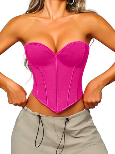 Heart Corset Top For Women, Sexy Concert Outfits Going Out, Strapless Crop Top, Overbust Bustier