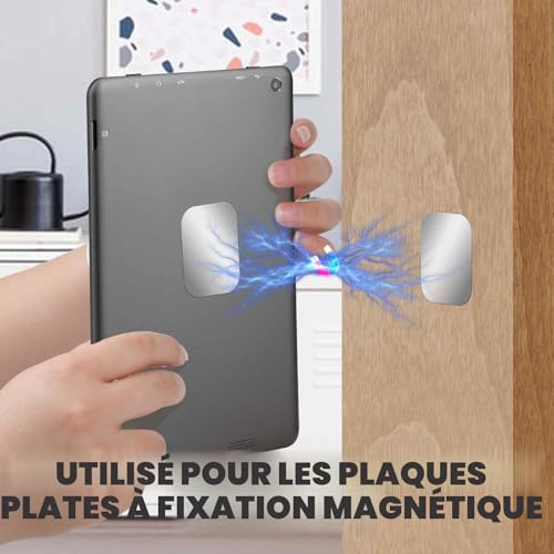 Bewudy Lot de 10 plaques autocollantes en métal - 40 mm - En acier inoxydable - Noir et argenté - Compatible avec les supports magnétiques de téléphone portable de voiture – vue 5
