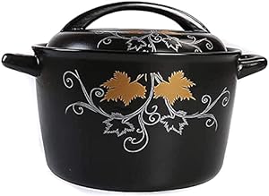 Puyuna PUYUNA Elegancki Czarny Garnek Liściasty