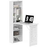 HOMCOM Escritorio de Pared Abatible Pizarra Blanca, Blanco