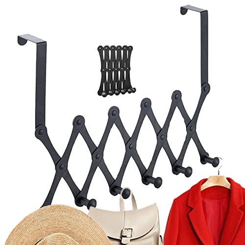 Globobo Porte Manteau Porte,Porte Manteaux Extensible,Patère De Porte à Suspendre 6 Crochets,Patère Porte Manteau Sans Perçage,Coloris Noir Moyen