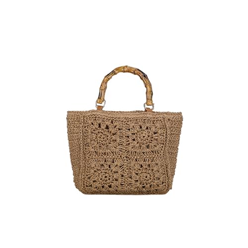 Women's Retro Fashion Large Capacity Shoulder Bag Hollow Woven Wear-resistant Outdoor Travel Beach Bag