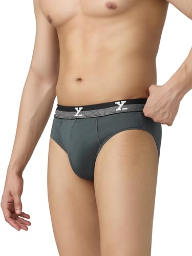 Image of XYXX Men's Aero 100% Super Combed Cotton Regular Fit Solid Anti Bacterial Briefs with No Marks Waistband (Pack of 3)