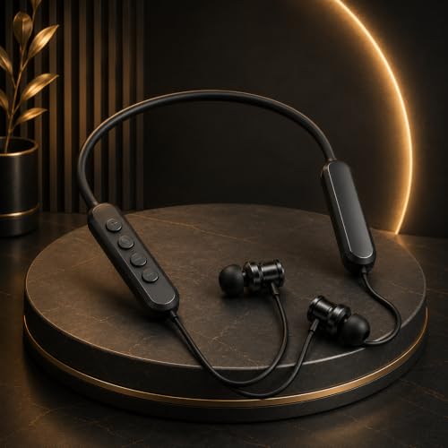 Image of Bluetooth Neckband Earphones with 105H Playtime, Wireless Bluetooth Headphones with ENC Noise Reduction, Built-in Equalizer Mode, Magnetic Earbuds, HD Calling Mic, Neckband Earphones - Black