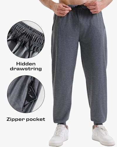 3 Pack Sweatpants for Men Athletic Gym Workout Mens Joggers with Zipper Pockets Active Running Pants3