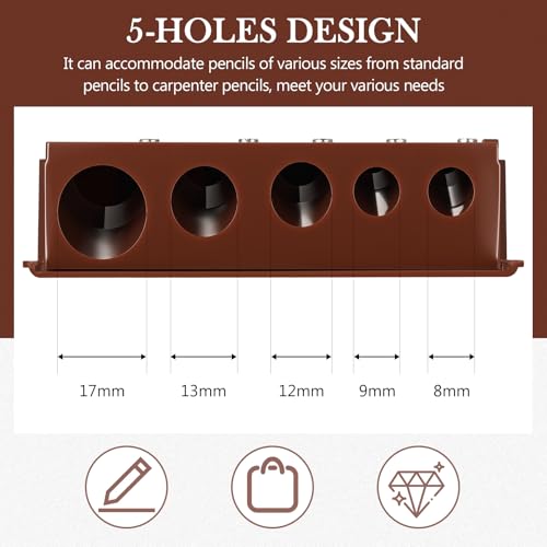 Image of Honoson 2 Pcs 5 Hole Cosmetic Long Point Manual Pencil Sharpener with Plastic Lid Makeup Eyeliner Pencil Sharpener (Brown)