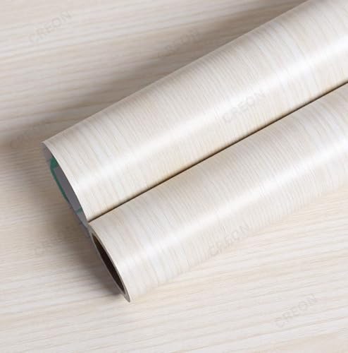 Image of CREON Beige Wood Grain Contact Paper Self Adhesive No Bubbles Removable Peel and Stick Wallpaper Wood Look Countertop Cover Waterproof Cabinet Vinyl Wrap for Table Drawer (Oak Wood, 12X60 in)